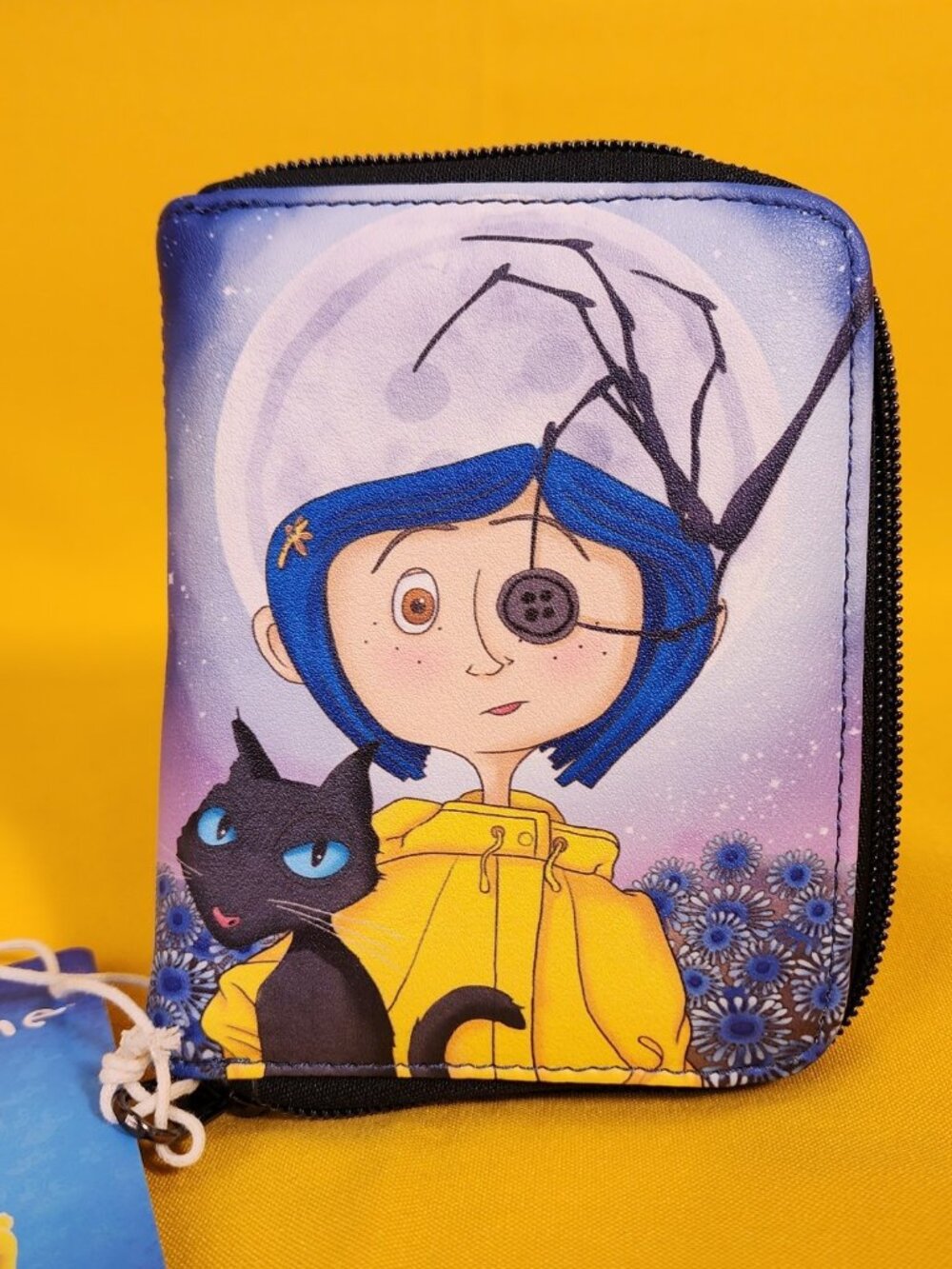 Loungefly Coraline Button Eye Flower the Cat Halloween Zip Around Wallet NEW